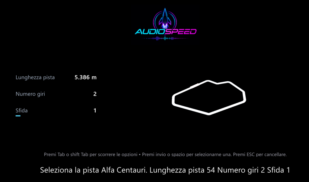 Schermata di AudioSpeed con selezione del circuito